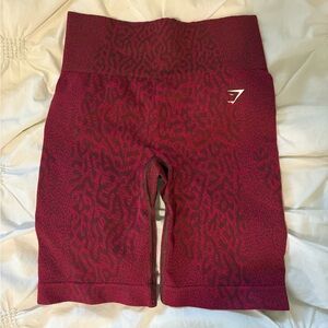 Gym Shark Shorts - High-Waist Burgundy Animal Print Women's Shorts